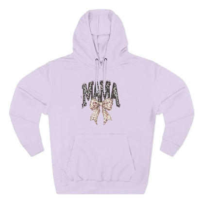 Mama Leopard Bow Hoodie — Mama Graphic Pullover for New Moms & Mother’s Day Gift