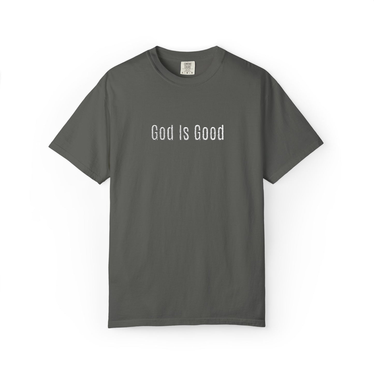 God Is Good Embroidered T-Shirt — Minimal Christian Faith Tee