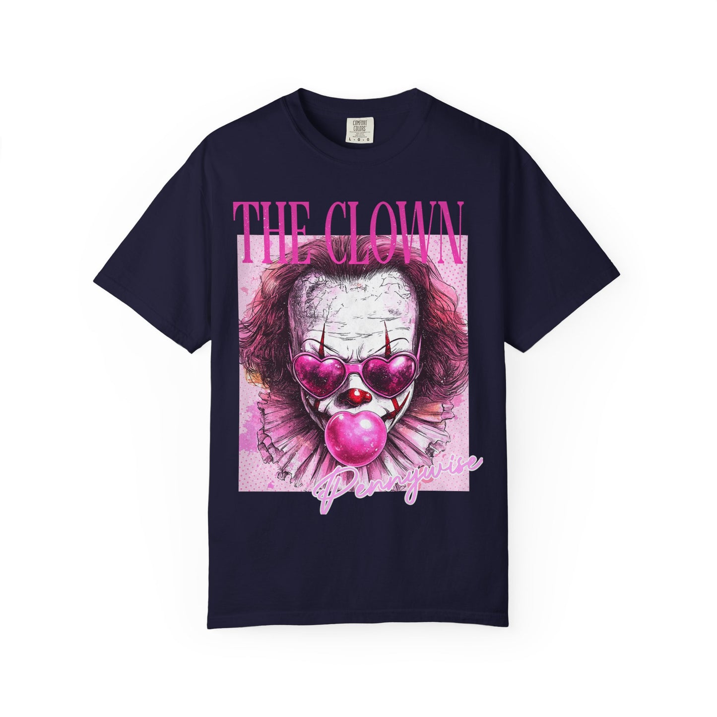 Clown Graphic T-Shirt — 'THE CLOWN' Pink Heart Balloon Horror Tee