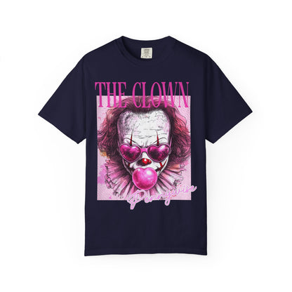 Clown Graphic T-Shirt — 'THE CLOWN' Pink Heart Balloon Horror Tee