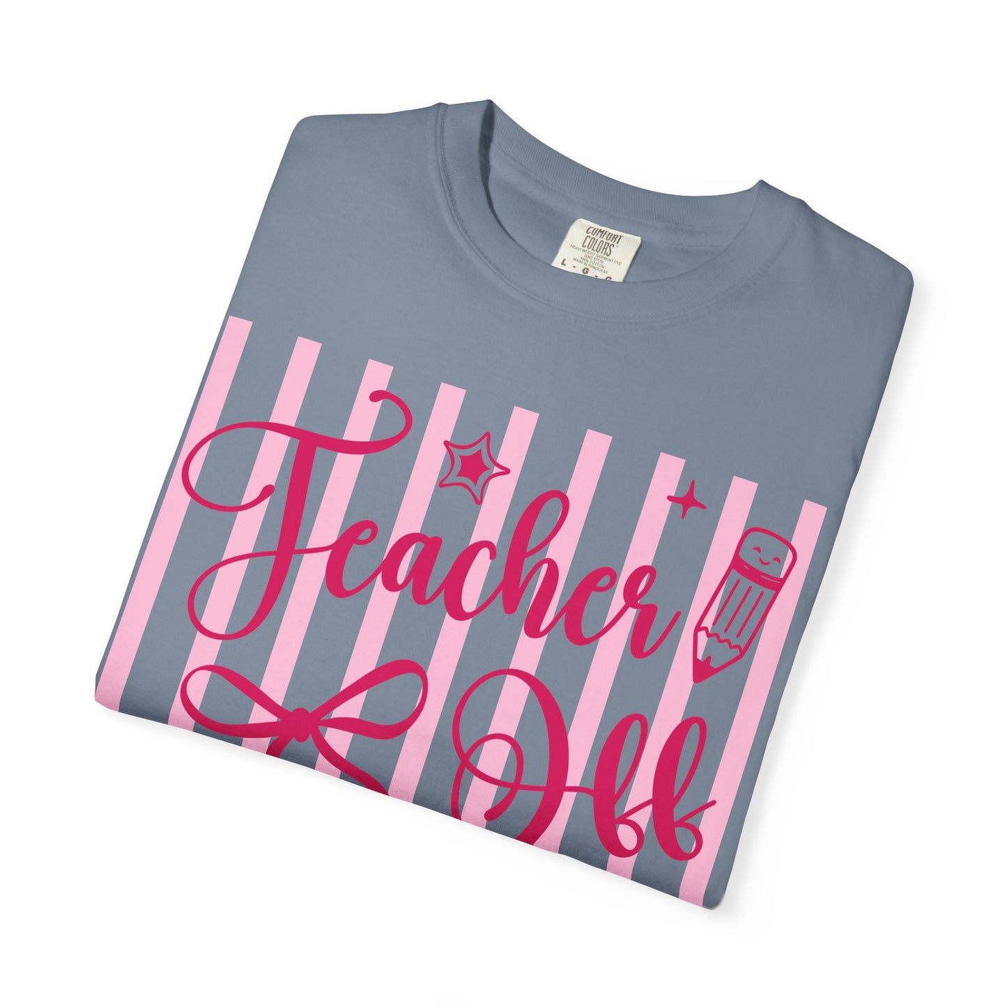 Teacher Off Duty T-Shirt — Pink Script Teacher Appreciation Tee