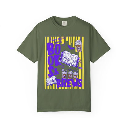 Books & Brews T-Shirt — Coffee Lover Reading Graphic Tee