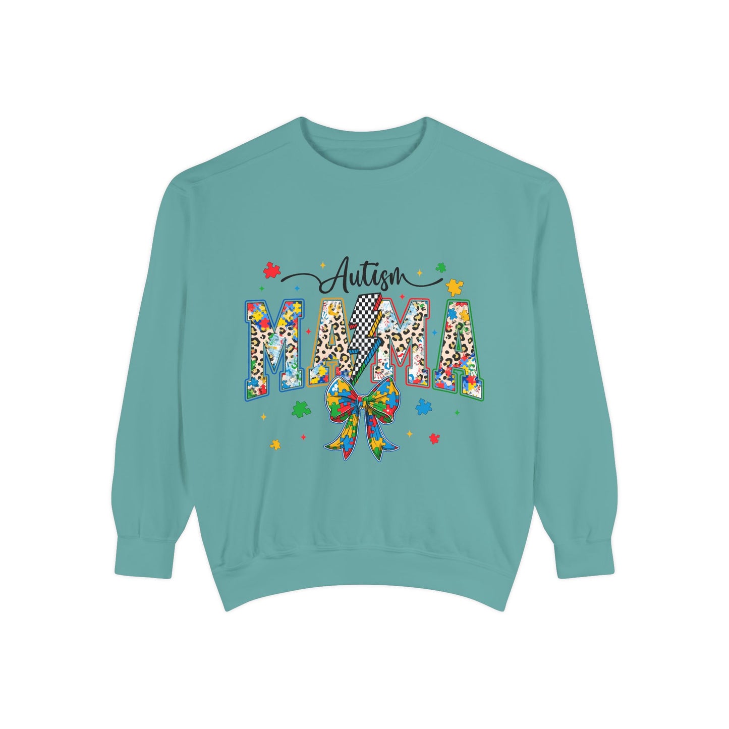 Autism Mama Sweatshirt — Colorful Puzzle Ribbon Mom Pullover