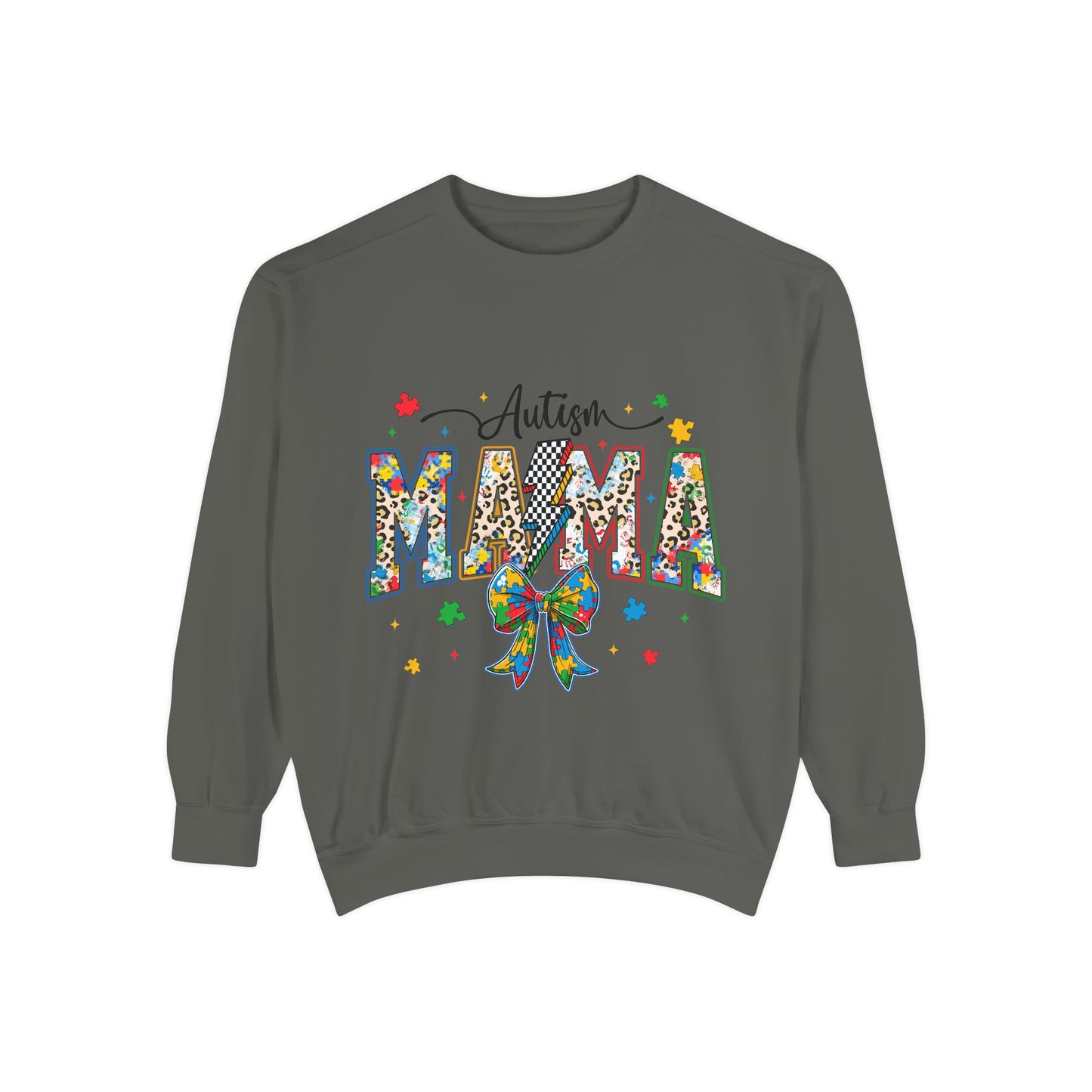 Autism Mama Sweatshirt — Colorful Puzzle Ribbon Mom Pullover