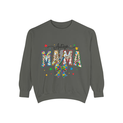 Autism Mama Sweatshirt — Colorful Puzzle Ribbon Mom Pullover