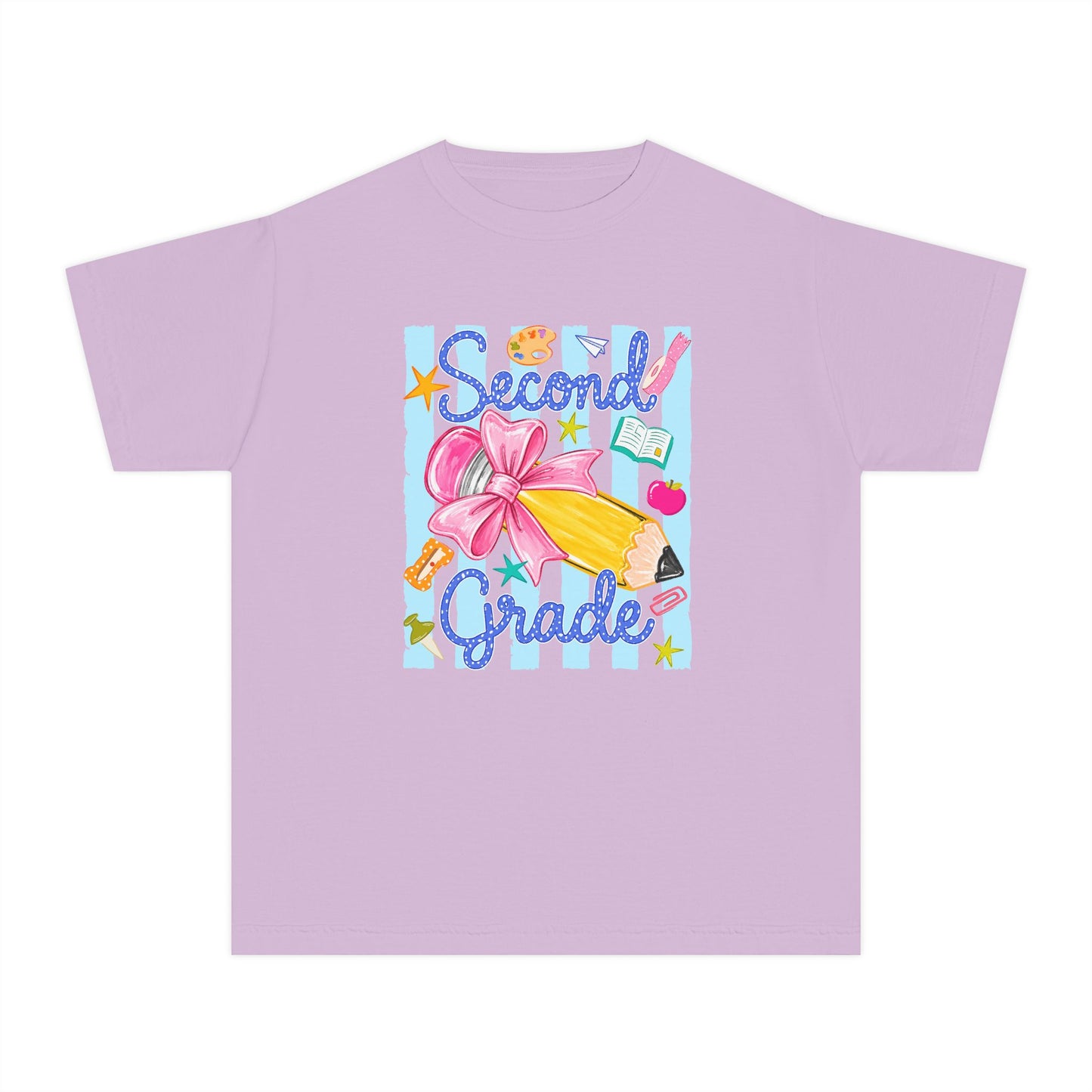 Second Grade Youth Tee — Back-to-School Cute Floral Pencil Design