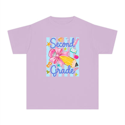 Second Grade Youth Tee — Back-to-School Cute Floral Pencil Design